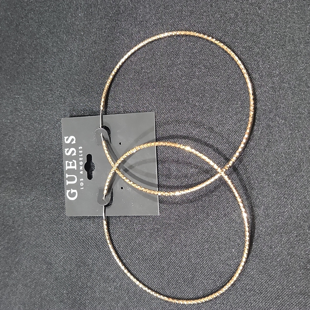 Guess XL gold tone hoops